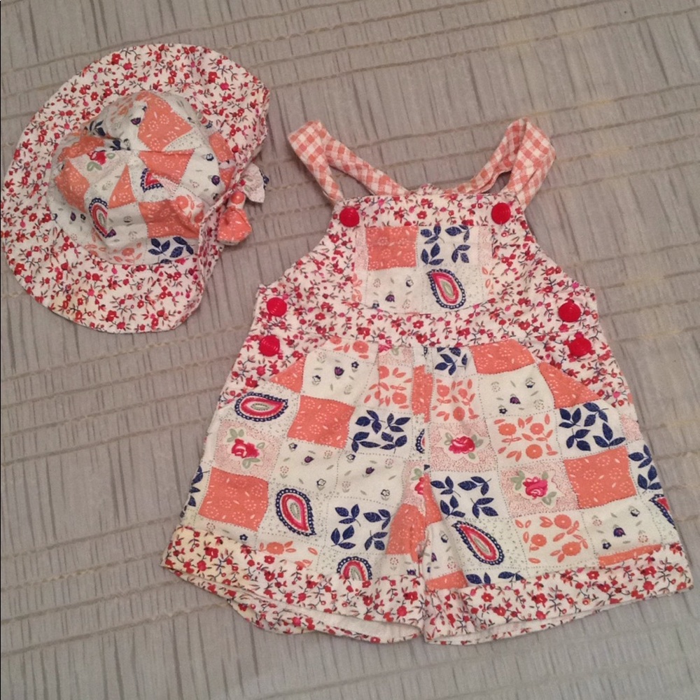 BABY ROMPER OVERALLS AND HAT